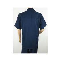 Men 2pc Walking Leisure Suit Short Sleeves By DREAMS 256-01 Solid Navy Blue image 4