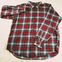 PATAGONIA Flannel Long-Sleeved Shirt Mens XL Red Gray Plaid Organic Pima Cotton - £27.14 GBP
