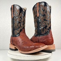 Lane Capitan TELLURIDE Mens Cowboy Boots 11.5 D Brown Ostrich Leather Square Toe - £168.35 GBP