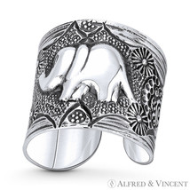 Elephant Spirit Animal Cuff Wrap Boho Thumb Ring in Oxidized 925 Sterling Silver - £32.14 GBP