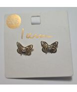 I Am Limited Ed Gold Plated Double Winged Butterfly Cubic Zirconia Stud ... - €15,30 EUR