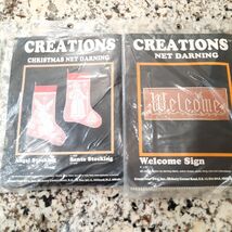 Creations Net Darning Kits Christmas Angel Stocking #944 &amp; Welcome Sign ... - $92.73 MXN
