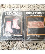 Creations Net Darning Kits Christmas Angel Stocking #944 &amp; Welcome Sign ... - €4,32 EUR