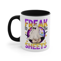 Funny Halloween Freak In The Sheets Naughty Ghost Gift 110z Two Toned Mug - £17.12 GBP