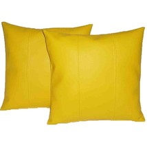 Cushion Cover Leather Pillow Throw Hair Decorative Genuine Decor Rug Yellow 11 - £7.13 GBP+