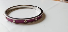 Coach Raised Dots Bangle Bracelet Silver W Purple Enamel 1/4 Inch New W/O Tags - £30.54 GBP