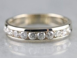 3mm Natural Moissanite Channel Set Half Eternity Wedding Ring in 14K Gold Over - £95.65 GBP