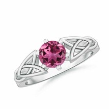 ANGARA Solitaire Round Pink Tourmaline Celtic Knot Ring for Women in 14K Gold - £765.51 GBP