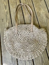 Boho Straw Woven Bag Tote Rattan Round Shoulder Bag Beach Summer Zipper - $14.84