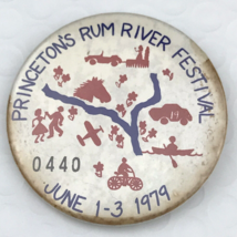 Princeton Rum River Festival 1979 Vintage Pin Button Vendor Badge Number... - $10.50