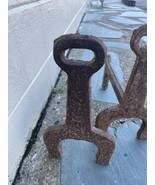 Antique Cast Iron Andirons Natural Patina Rustic - $3,643.74 MXN