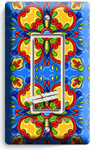 Blue Mexican Talavera Tile Look 1 Gfci Light Switch Plate Kitchen Folk Art Decor - $10.22