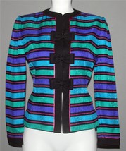 Papell Colorful Stripes Attached Bow Enclosures Silk Lined Jacket Wm&#39;s P... - £31.96 GBP