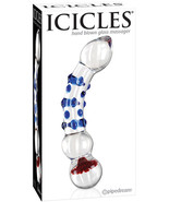 Icicles No. 18 Hand Blown Glass Massager - Clear W/blue Knobs - £41.23 GBP