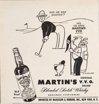 1949 Print Ad Martin&#39;s V.V.O. Scotch Whiskey Golfer &amp; Caddy Cartoon  - £10.27 GBP