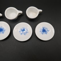 Miniature Porcelain Tea Cup and Saucer Lot Dollhouse Blue Floral Design - £7.29 GBP