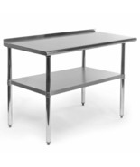 Stainless Steel Kitchen Island Prep Table 2 Tier Storage Pro Workstation... - £289.16 GBP