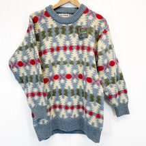 Furin Woolly Mens M Chunky Sweater Crew Neck Multicolor Blue Red Cream Outdoor - £27.00 GBP
