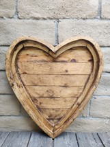 Heart Wooden Distress Brown Wall Art Decorative Tray Gift Home Decor 24&quot; - $47.90