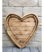 Heart Wooden Distress Brown Wall Art Decorative Tray Gift Home Decor 24&quot; - $65.71 CAD