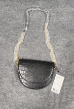 MNG Mango Black Half Moon Purse Faux Leather Shoulder Crossbody Bag Dres... - $28.42