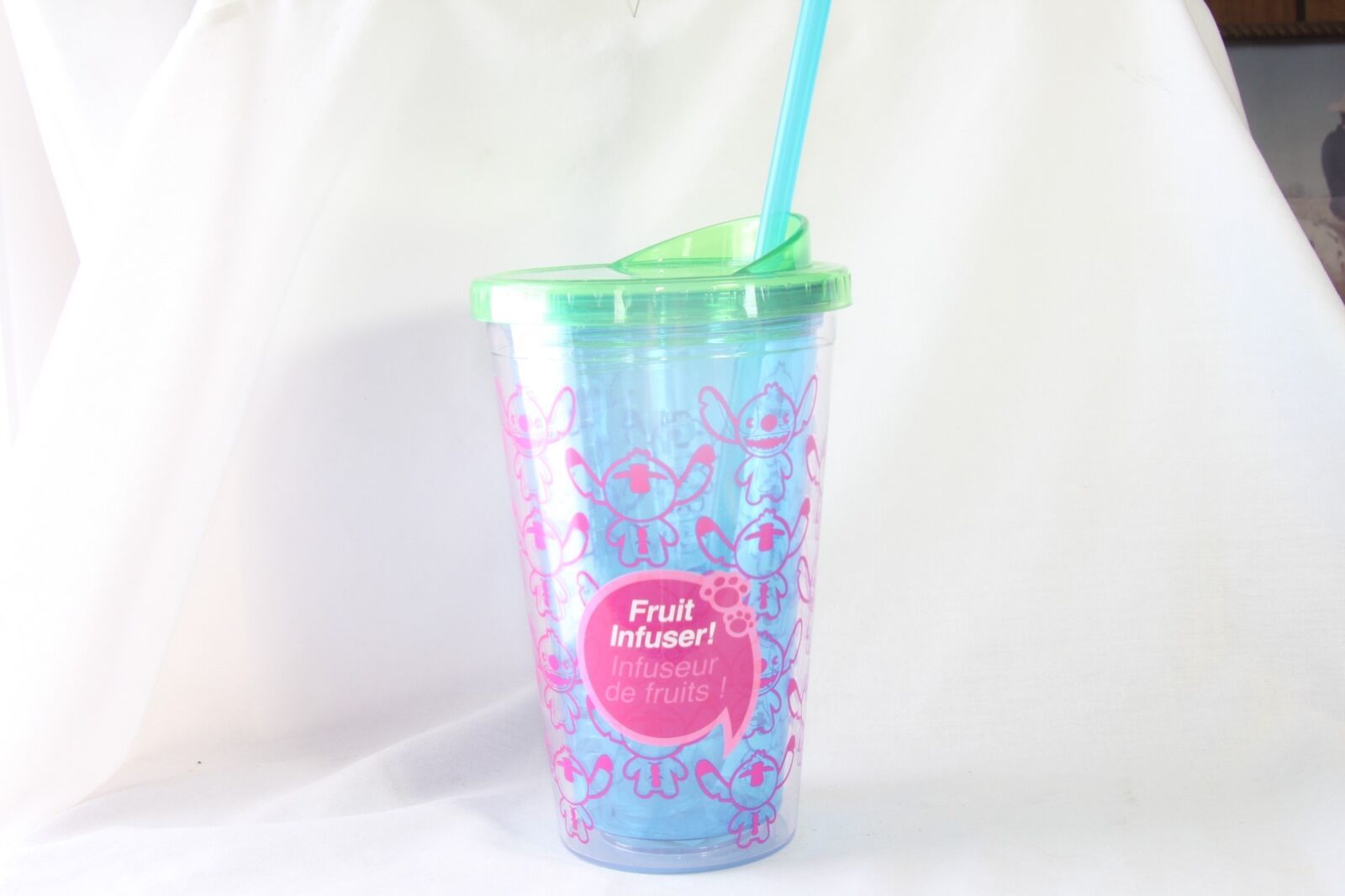 Disney Tumbler (new) STITCH - FRUIT INFUSER! TUMBLER - W/STRAW - £14.61 GBP