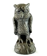 Vintage Fine Pewter Detailed Owl On Stump Signed Figurine 2” Tall - $27.27 CAD