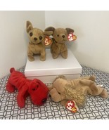 Lot of 4 Dogs Ty Beanie Baby PE Pellets Tiny, Tuffy, Spunky, Rover 1996,... - $29.03