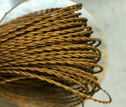 Bronze scribble rayon covered wire, vintage style, color cloth cord - £1.08 GBP