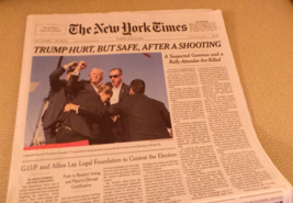 The New York Times Newspaper July 14 2024, Donald Trump Hurt After Shoot... - $22.00