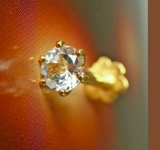 4mm Imitación Diamante 14k Oro Amarillo Chapado Nariz Piercing Rosca Anillo Pin - £23.74 GBP
