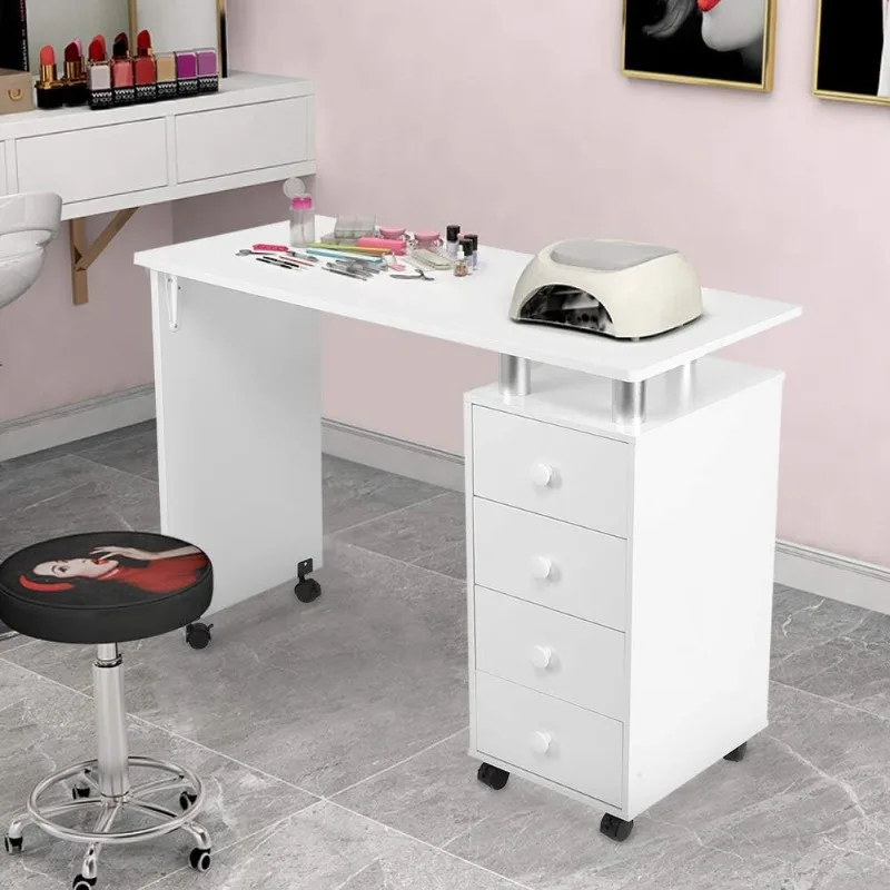 Manicure Nail Table, Professional Nail Table Nail Art Desk with 4 Drawers Beauty - £182.42 GBP