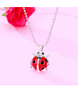 Delicate Stainless Steel Necklace + Cartoon Ladybug Pendant Charm - 18&quot; - $205.22 MXN