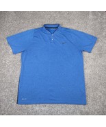 Nike Golf Polo Shirt Men XL Blue Tiger Woods Collection Snap Button Dri-Fit - £22.01 GBP