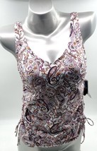 Lands End Tankini Swimsuit Top Womens Size 6 Purple Tan Paisley Underwire NEW - £27.69 GBP