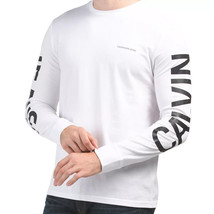 Nwt Calvin Klein Msrp $64.99 Men White Crew Neck Long Sleeve T-SHIRT Size M L - $29.74