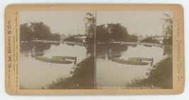c1900&#39;s Real Photo Hand Tinted Stereoview Swans and Ducks Soldiers Home Ohio - £14.50 GBP