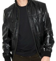 Mens Leather Jacket Slim Fit Biker Motorcycle Genuine Lambskin Jacket - £141.21 GBP