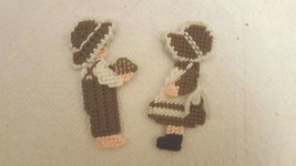 Lot Of 2 Thanksgiving Plastic Canvas Boy and Girl Figurine Refrigerator ... - £10.21 GBP