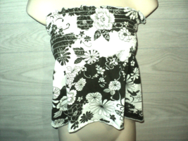 Charlotte Russe Tube Top Baby Doll Women&#39;s Size M Dark Gray &amp; White Floral - $9.56