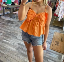 Day + Moon bow detail strap top Tangerine - $35.00