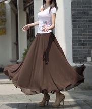 Brown Chiffon Maxi Skirt Outfit Women Custom Plus Size Maxi Chiffon Skirts image 5
