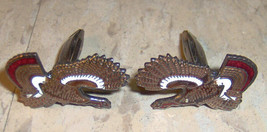 Pheasant Flying antique Enameled CuffLinks pewter color pheasants Patent... - $70.64
