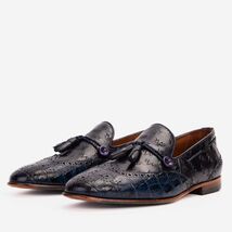 The Istanbul Navy Blue Leather Tassel Loafer Men Shoe image 2
