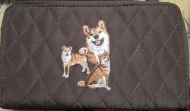 Belvah Quilted Fabric SHIBA INU Dog Breed Zip Around Brown Ladies Wallet - £10.97 GBP