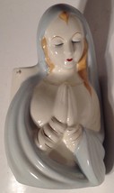 Head Vase Madonna Virgin Mary Blue Veil Japan Porcelain Planter Pot Vintage 7&quot;  - £13.36 GBP
