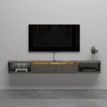 Floating Shelves With Door, Floating Tv Cabinet Large Storage Tv, 55.11In). - £145.42 GBP