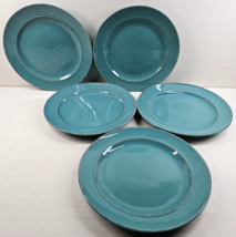 5) Certified International Toscana Turquoise Dinner Plates Set Dining Di... - £55.80 GBP