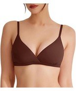 REORIA Wireless Bralette Women’s Brown V Neck Wireless No Underwire Soft... - €14,52 EUR