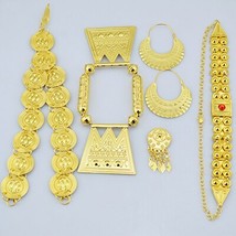 Ethlyn  Eritrean Wedding Traditional Jewelry Five Pcs Choker Sets Gold Color Sto - £41.16 GBP